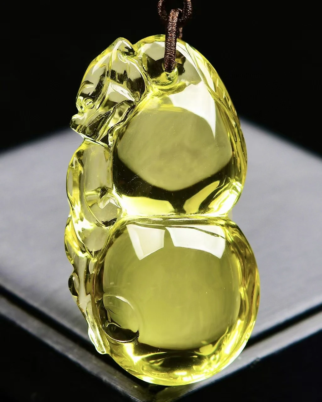 

Natural Yellow Citrine Quartz Gourd Carved Pendant Women Wealthy 64*34*26mm Gold Citrine Fashion Bead Necklace AAAAA