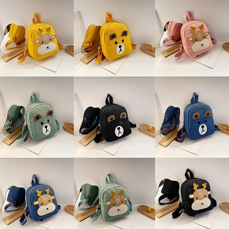 

Cute Children School Bags 3D Cartoon Animal Kids Canvas Backpack Kindergarten Boys Girls Schoolbags Mini Small Backpack