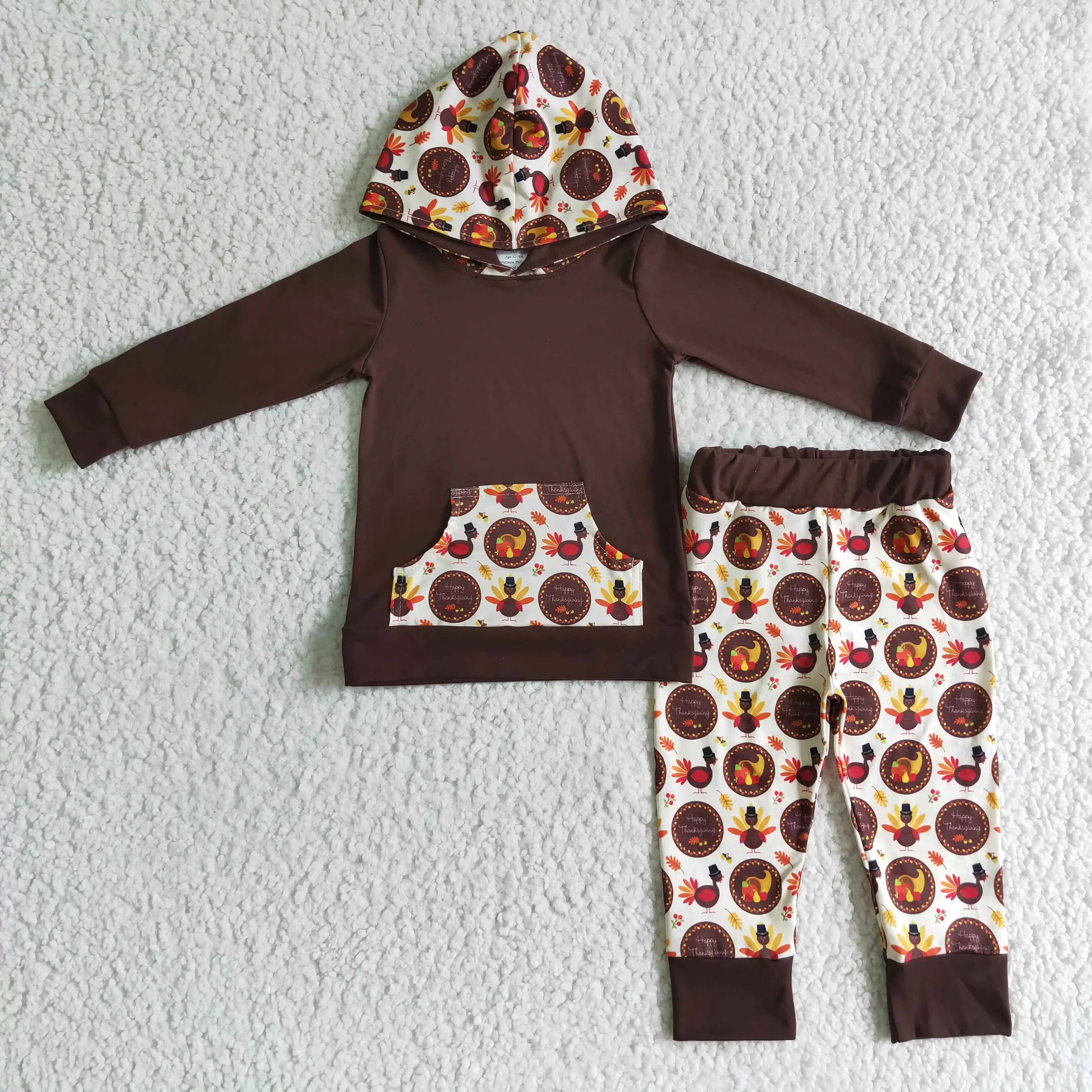 

BLP0022 happy thanksgiving boy brown hoodie and jogger pants outfit