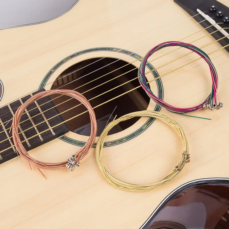 6PCS/Set Acoustic Guitar Strings Rainbow Colorful Guitar Strings E-A for Acoustic Folk Guitar Classic Guitar Parts Accessories