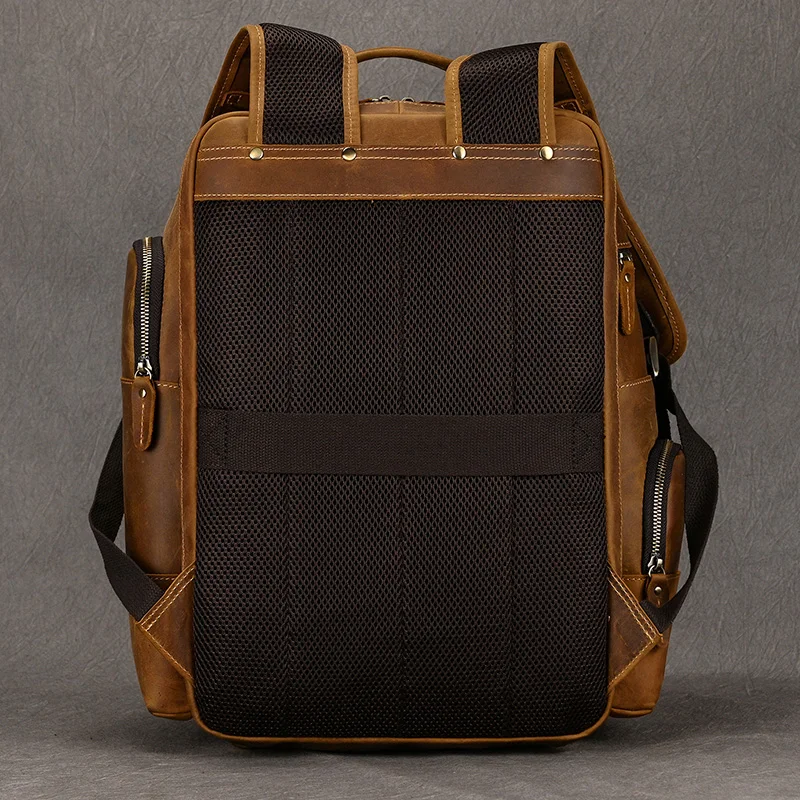 Leather College Backpack For Men