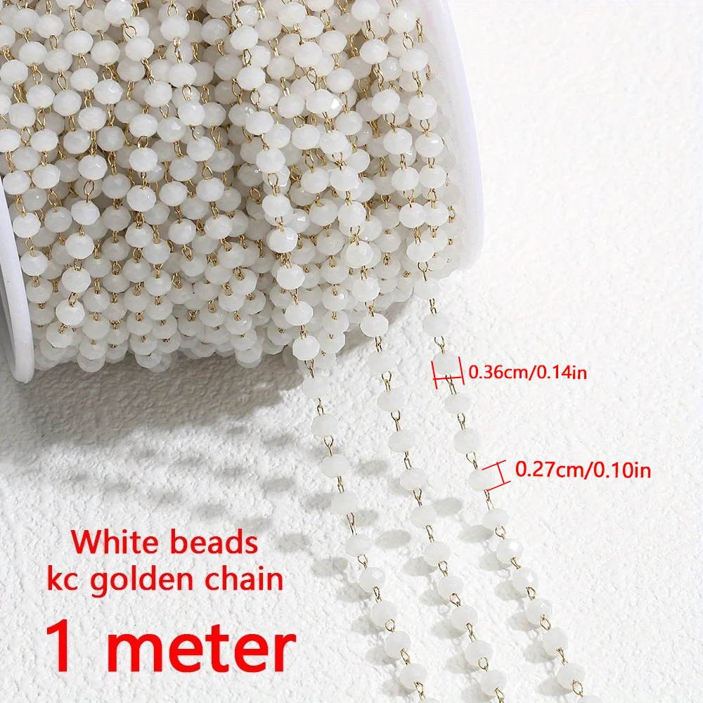 Purple Crystal Bead Stainless Steel Chain for DIY Jewelry and Necklace Crafting - 1 Meter