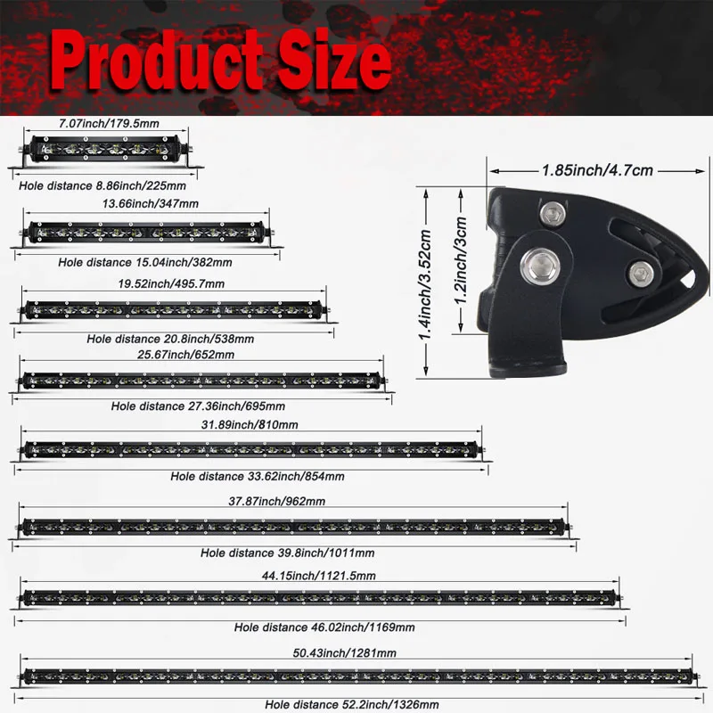 6D Slim Led Light Bar 12V 8\