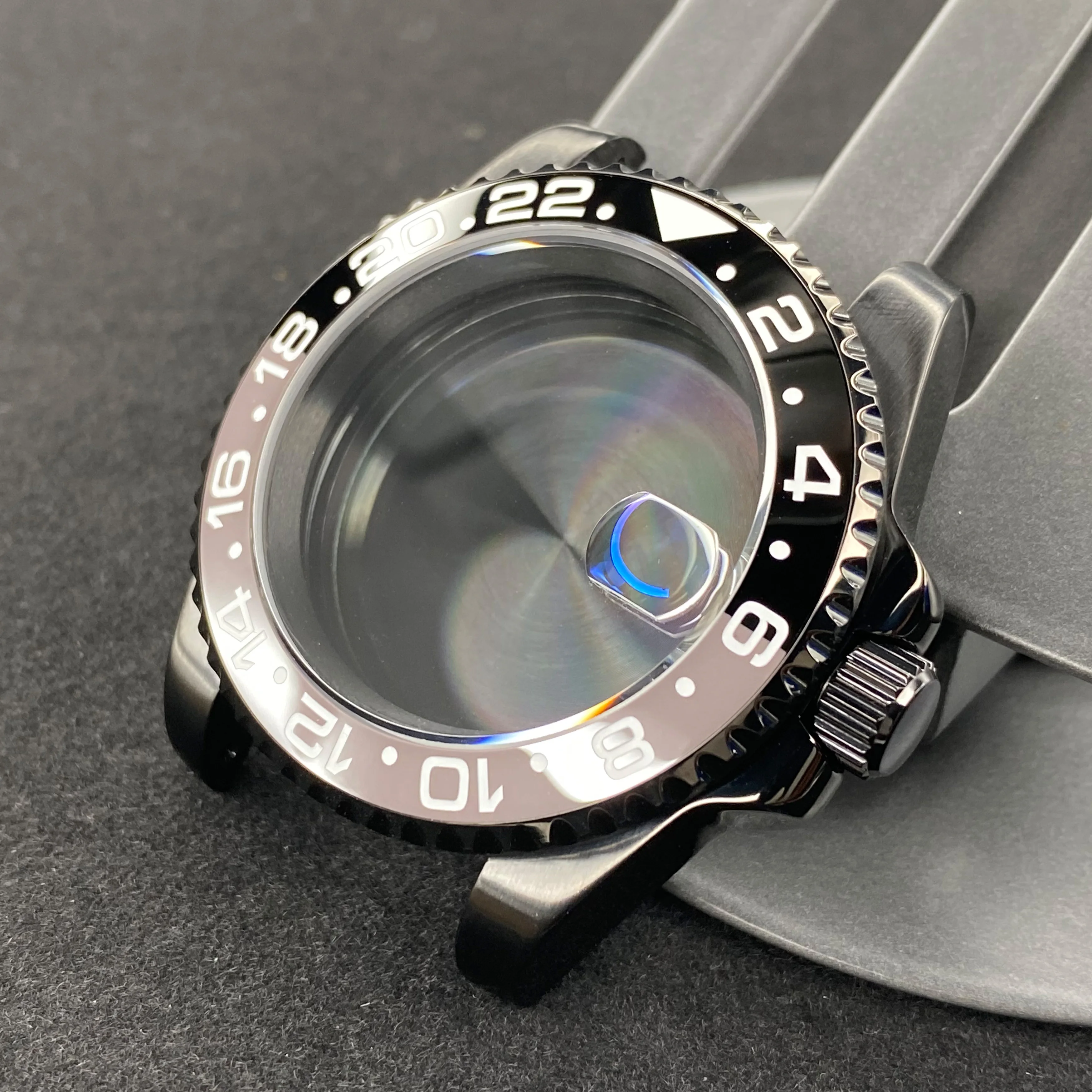 Premium 40mm Black Watch Case with Sapphire Glass and 120-Click Bezel