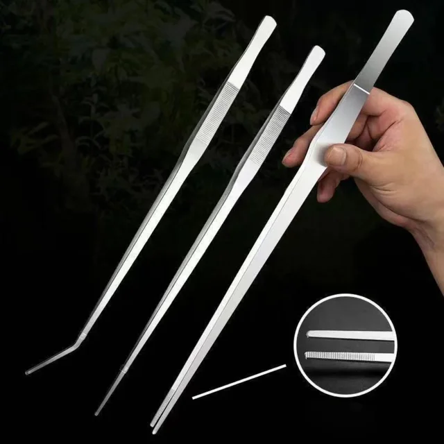 27/38/48cm Aquarium Tweezers Multifuctional Stainless Steel Elbow Tweezers Fish Tank Landscaping Tools Aquarium Feeding Tong 2