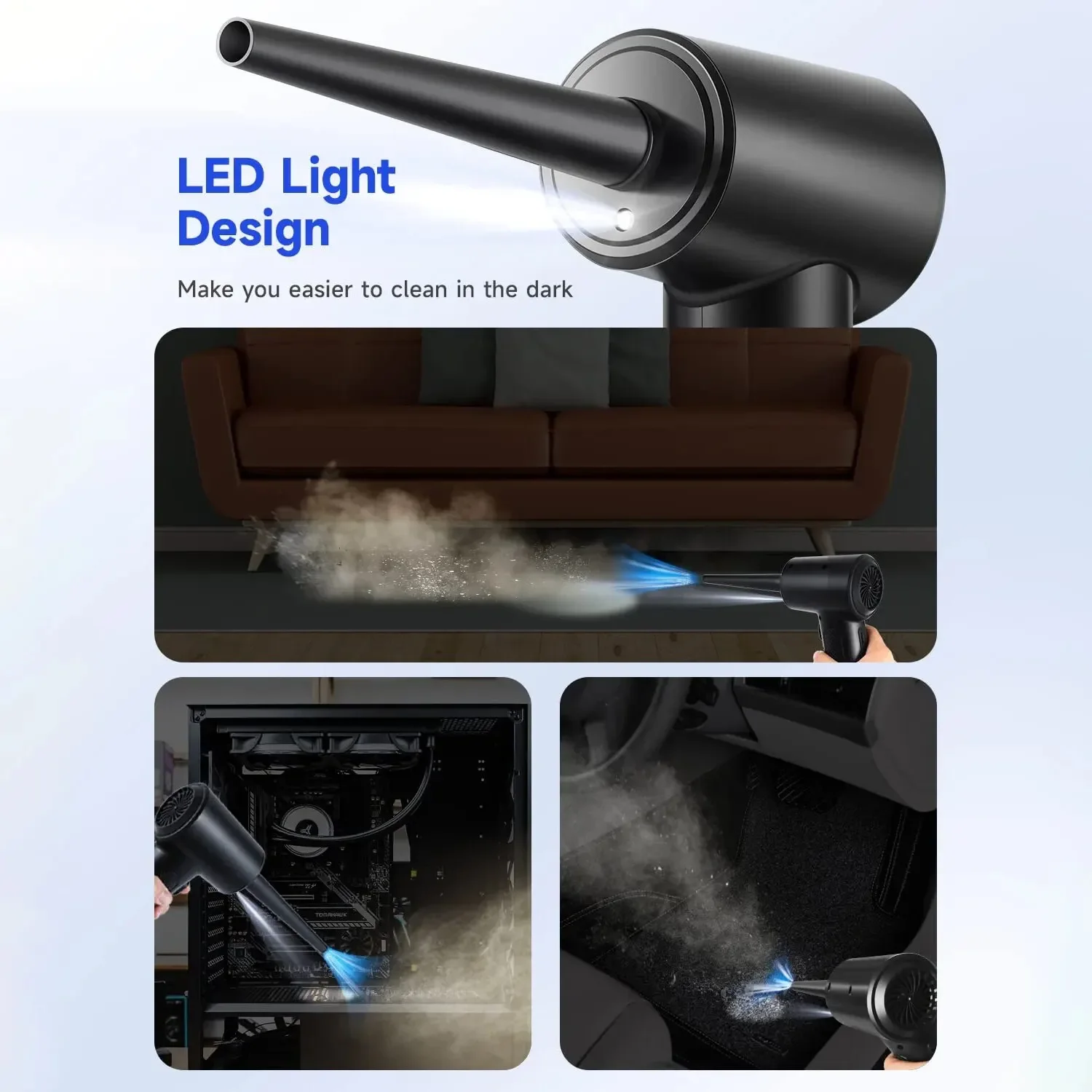 Compressed Air Duster Electric Rechargeable Cordless Air Blower Compressed For Cleaning Computer Keyboard Camera Car Home