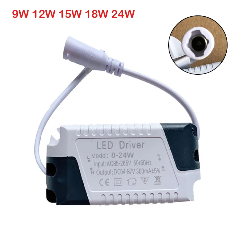 Universal LED Lighting Transformer - Ceiling Lamp & LED Strip Power Supply Adapter (8-24W)