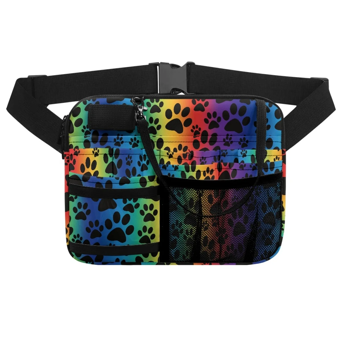 

Двухслойные сумки с радужным градиентом в виде собачьей лапы, внутренние карманы, поясные сумки, удобные ручки, рабочие уличные сумки через плечо