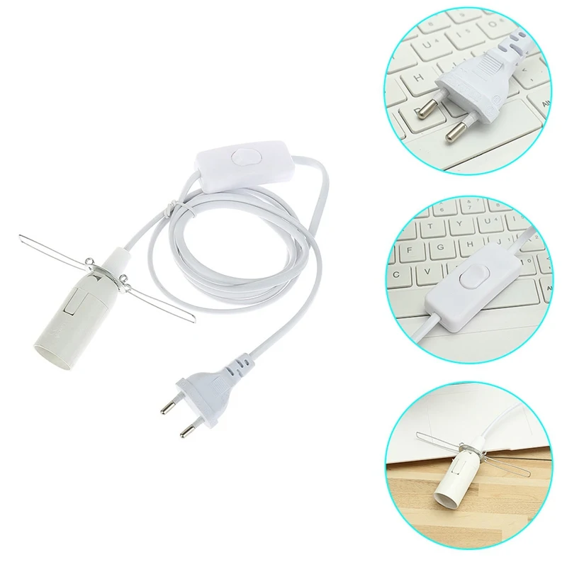 EU/US Plug Power Cord with E14 Socket and Switch