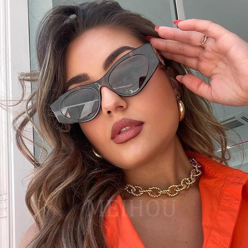 2022 Fashion Cat Eye Sunglasses Women Vintage Brand Designer Black