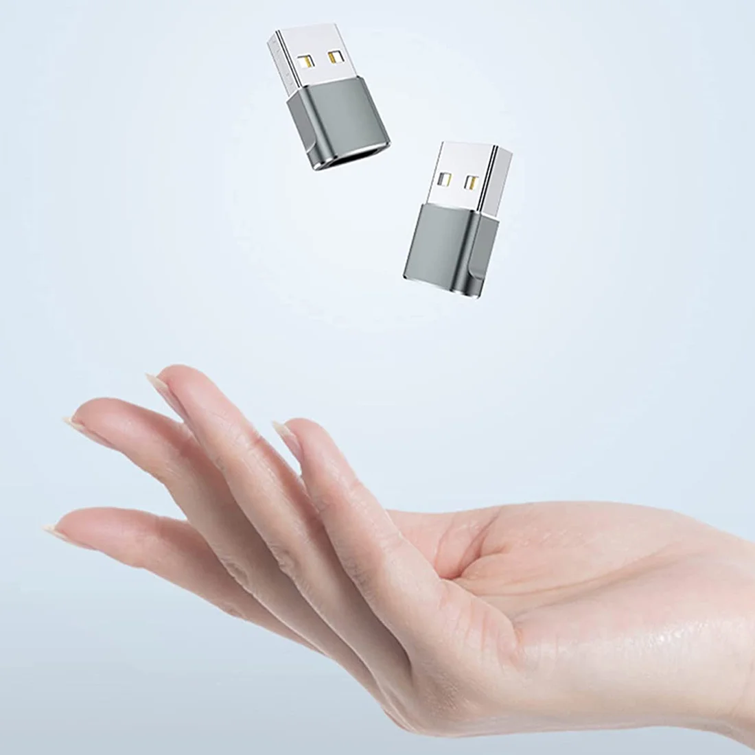 USB C 암-USB 수 어댑터, C타입 충전기 케이블, 전원 변환기, 아이폰 12, 13 프로 맥스, 삼성, 그레이, 4 팩