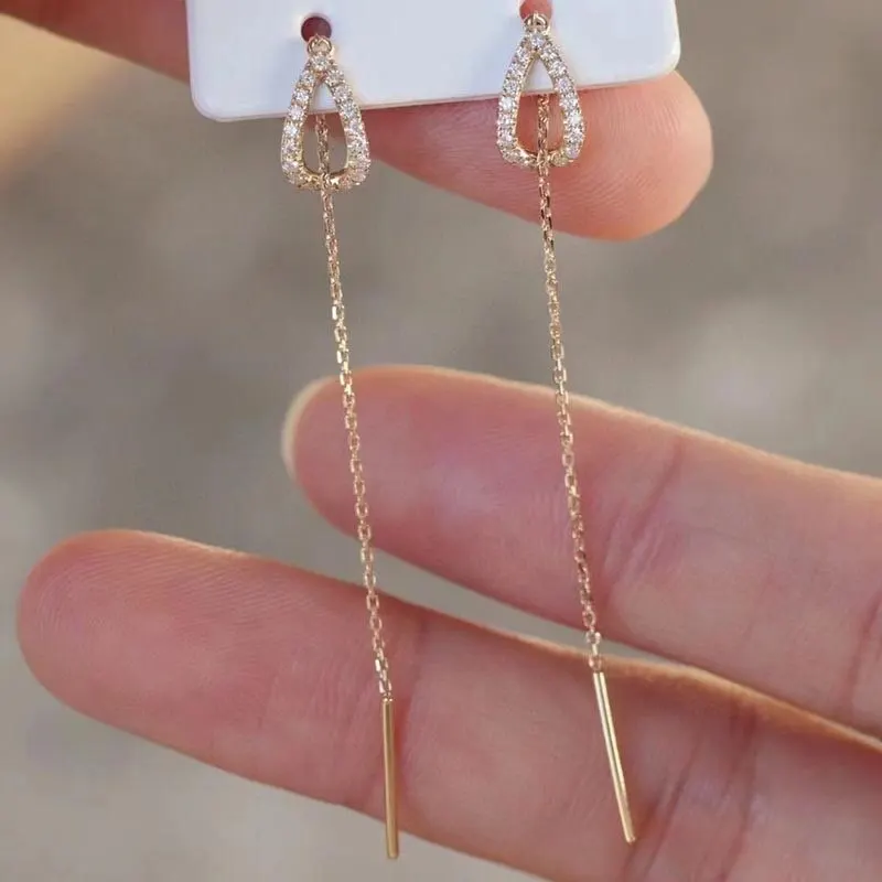 Long Earrings Fairy Lady Tassel Earrings Zircon Long Ear Cord