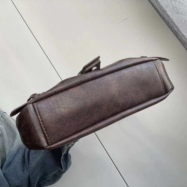 2025 Spring Hot Selling Maillard Style Retro Style Small Bag Spicy Girl Y2K Wasteland Style Vintage Leather Shoulder Armpit Bag 3