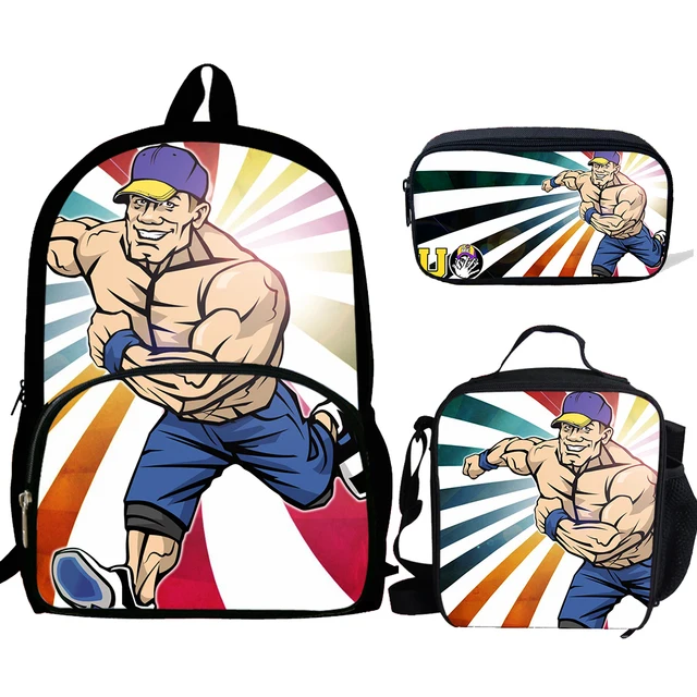 WWE John Cena Roman Reigns Wrestling School Backpack Bookbag Insulated Lunch  Box + Name Tag (3 Pieces SET) : : Toys