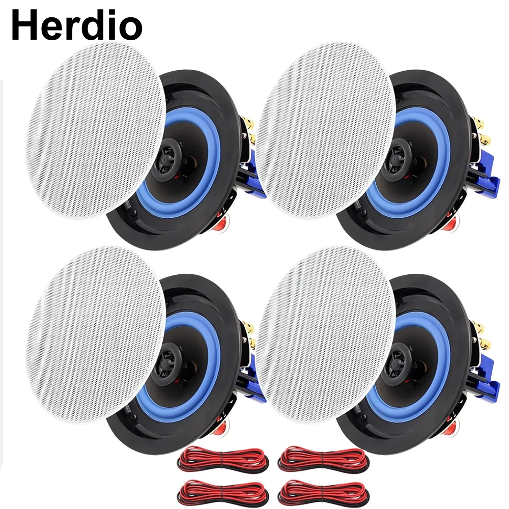 Herdio 4인치 320W 매립형 천장 스피커 시스템 주방 거실 연구실 지하실용..