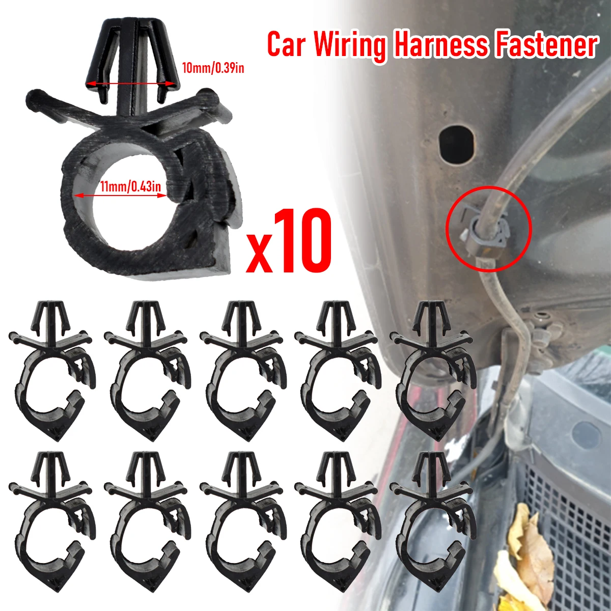 

10Pcs Car Wiring Harness Fastener Route Fixed Retainer Clip Corrugated Pipe Tie Wrap Cable Clamp Oil Tube Beam Line Hose Bracket