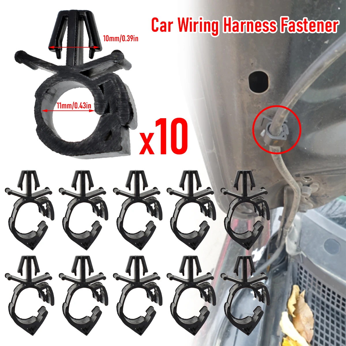 10Pcs Car Wiring Harness Fastener Route Fixed Retainer Clip Corrugated Pipe Tie Wrap Cable Clamp Oil Tube Beam Line Hose Bracket
