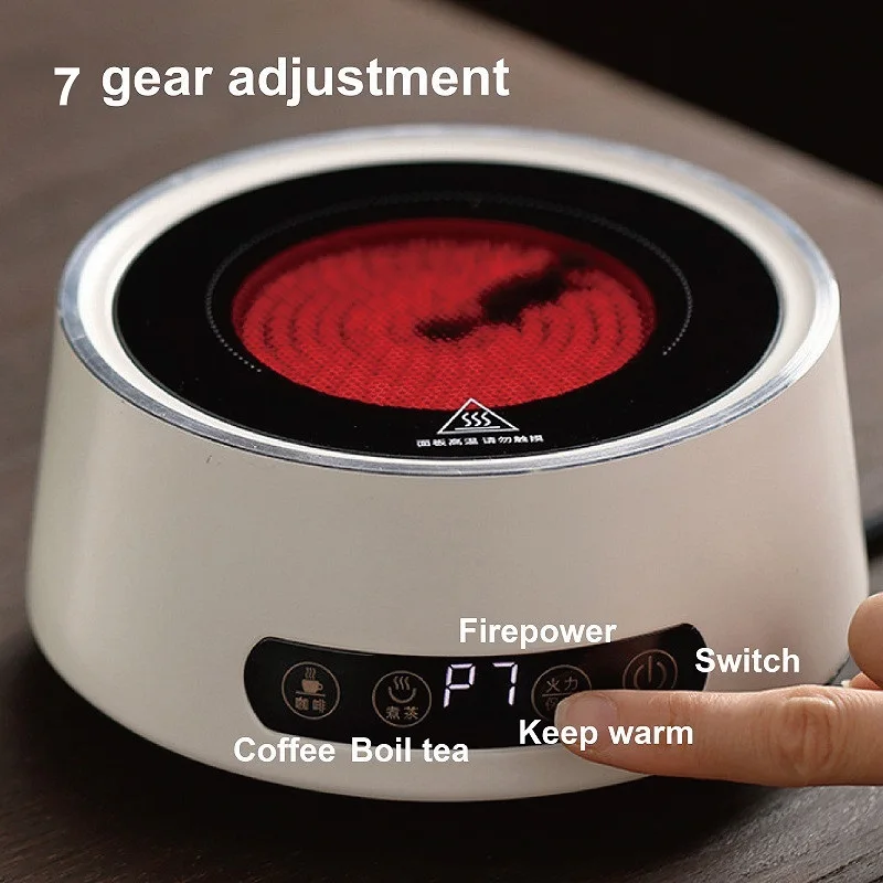 Electric Ceramic Stove Coffee Heating Plate Portable 5 Gear Adjust Tea Stove Boiling Water Heater Keep Warm Coffee 800W