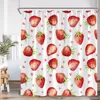 Strawberry Girl Pink Shower Curtain Bathroom Decor Fruit Summer Kids Bowknot Pattern Chic Modern Woman Polyester Bathtub Curtain 5