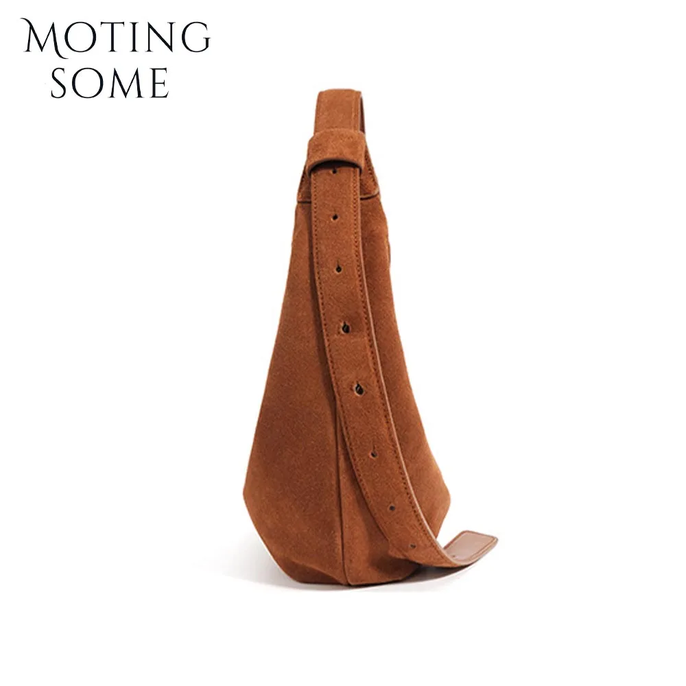 

Motingsome Luxury Suede Cow Leather Woman Bags Shoulder Hobos Underarm Soft Dumpling Bag Fashion Lady Casual Tote 2024 New