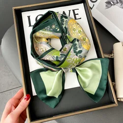 15*150CM New Silk Scarf Scarftop Headwraps Women Fashion Print Design Seasons Hair Scarve Luxurious High Quality Silk Headscarf