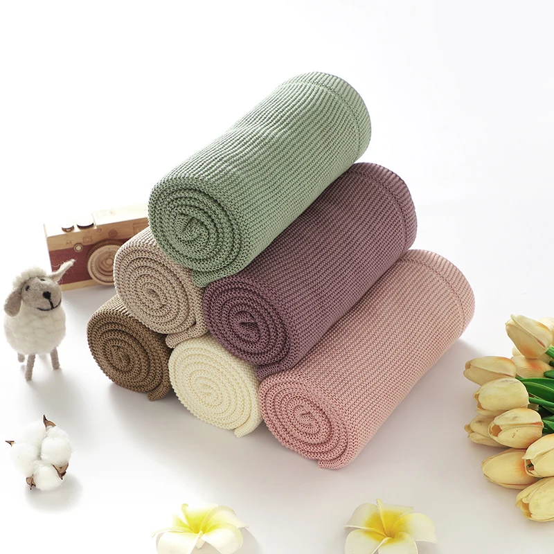 Baby Blanket Cotton Knitted Newborn Girl Boy Bed Sleepsack Soft Stroller Swaddler Warp Fashion Solid Quilt 100*80CM Infant Plaid 6