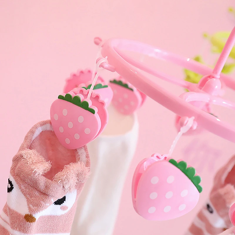 Cute Pink Student Dormitory With Strawberry, Heart-shaped Mini Plastic Clothes Hanger, Sock Clip And Underwear Clip 6