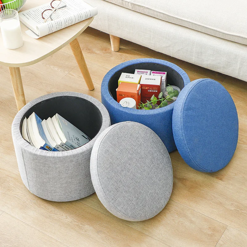 Lohascamping Home Office Camping Round Removable Stool Storage Shoe Change Footrest Stool Dressing Chair sofa stool makeup stool