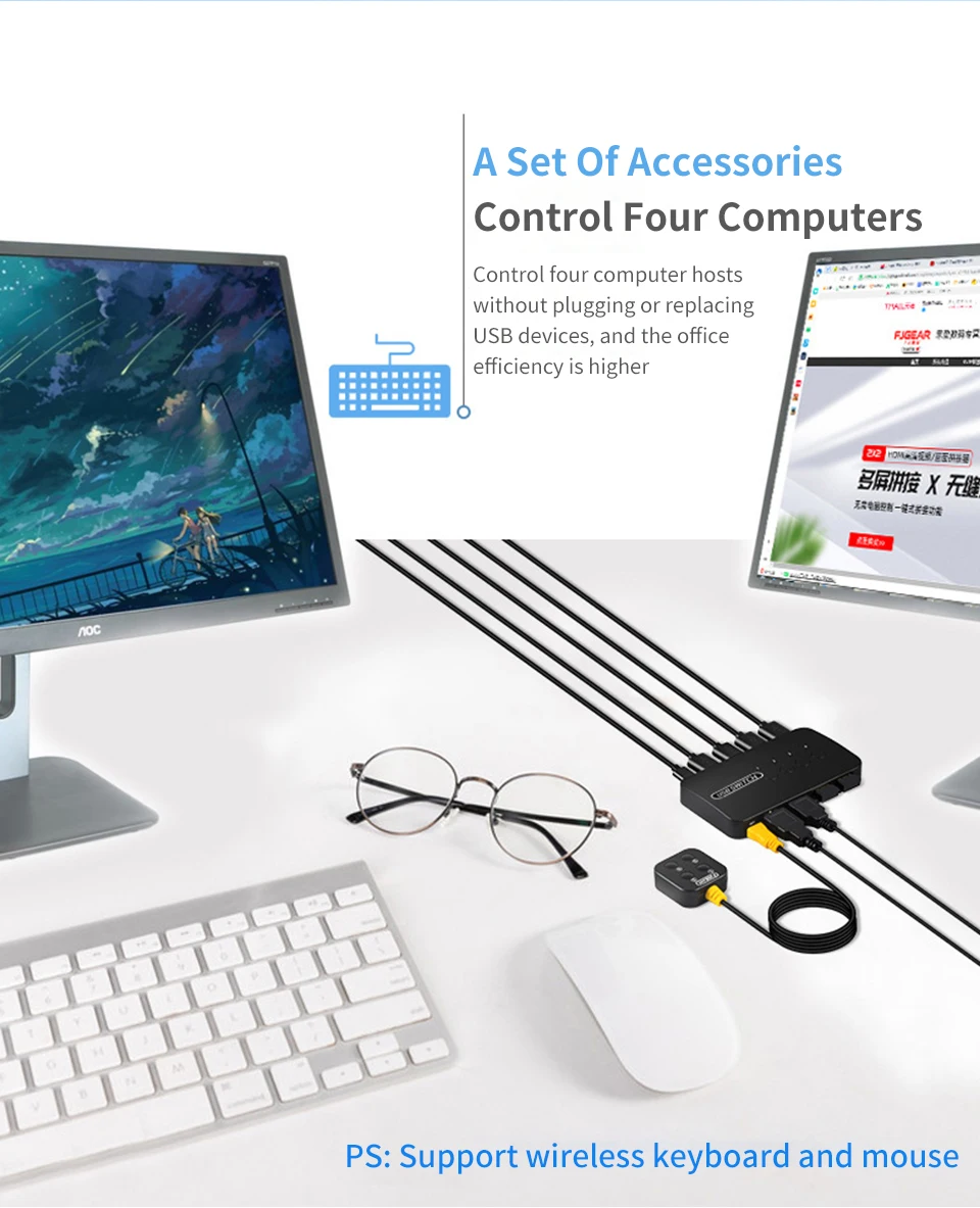 adaptateur de commutateur usb hub de séparateur de partage usb pour ordinateur moniteur