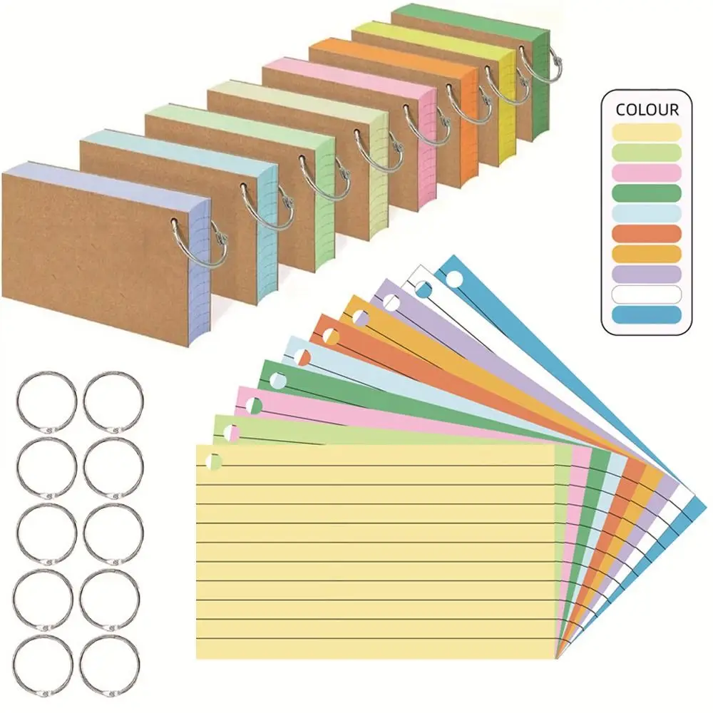 50Pcs Binder linea orizzontale Memo Book schede indice a fogli mobili schede Flash piccole schede di revisione per studio quaderni per ufficio - immagine 2