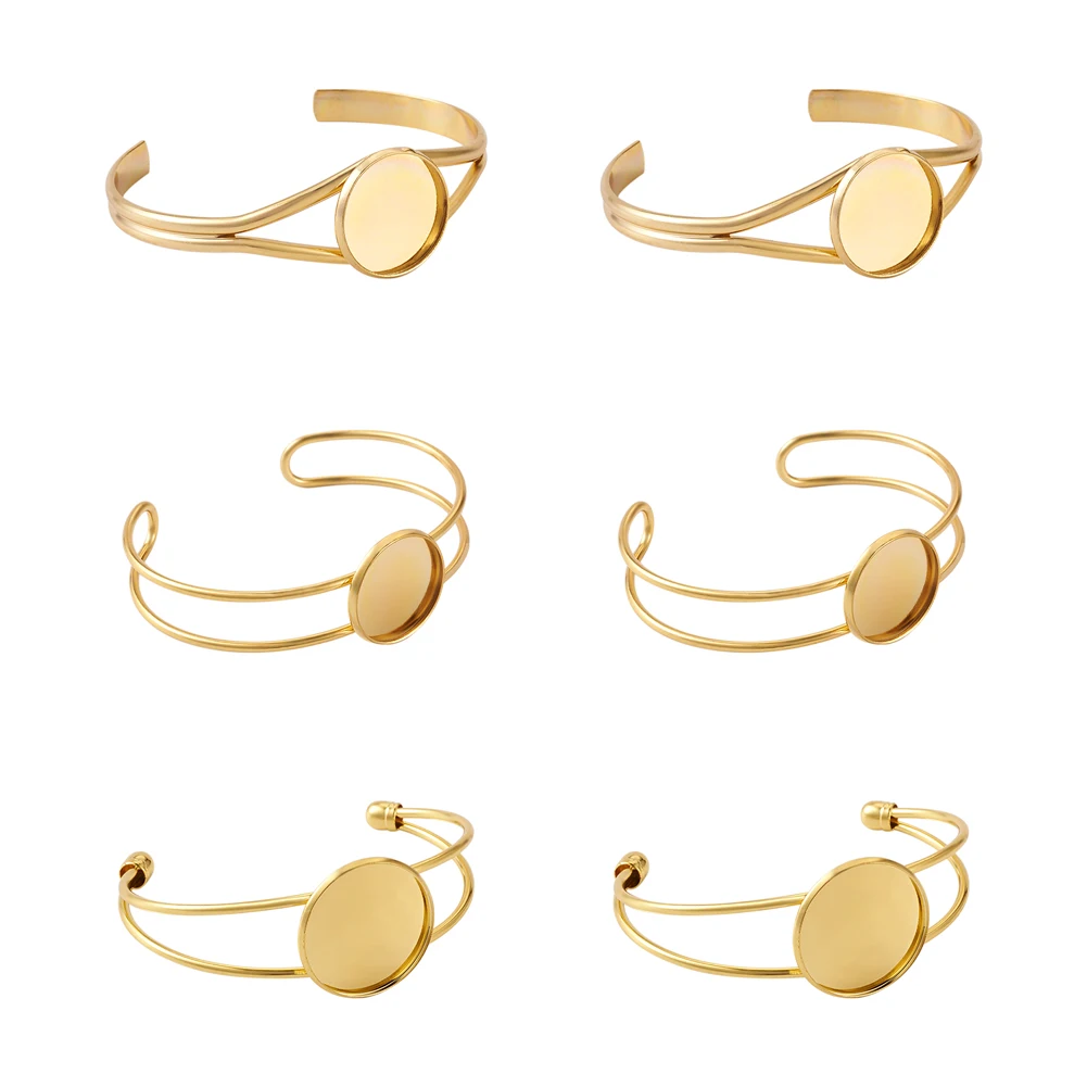 

6Pcs Metal Cuff Bracelet Making Blank Base Cabochon Bangle Bezel Settings DIY Bracelets Making Kit