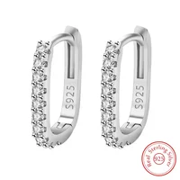 New trending 925 Sterling Silver classic Crystal Jewelry Fashion Zircon Circle Hoop Earrings for Woman Lady Wedding Party Gifts 1