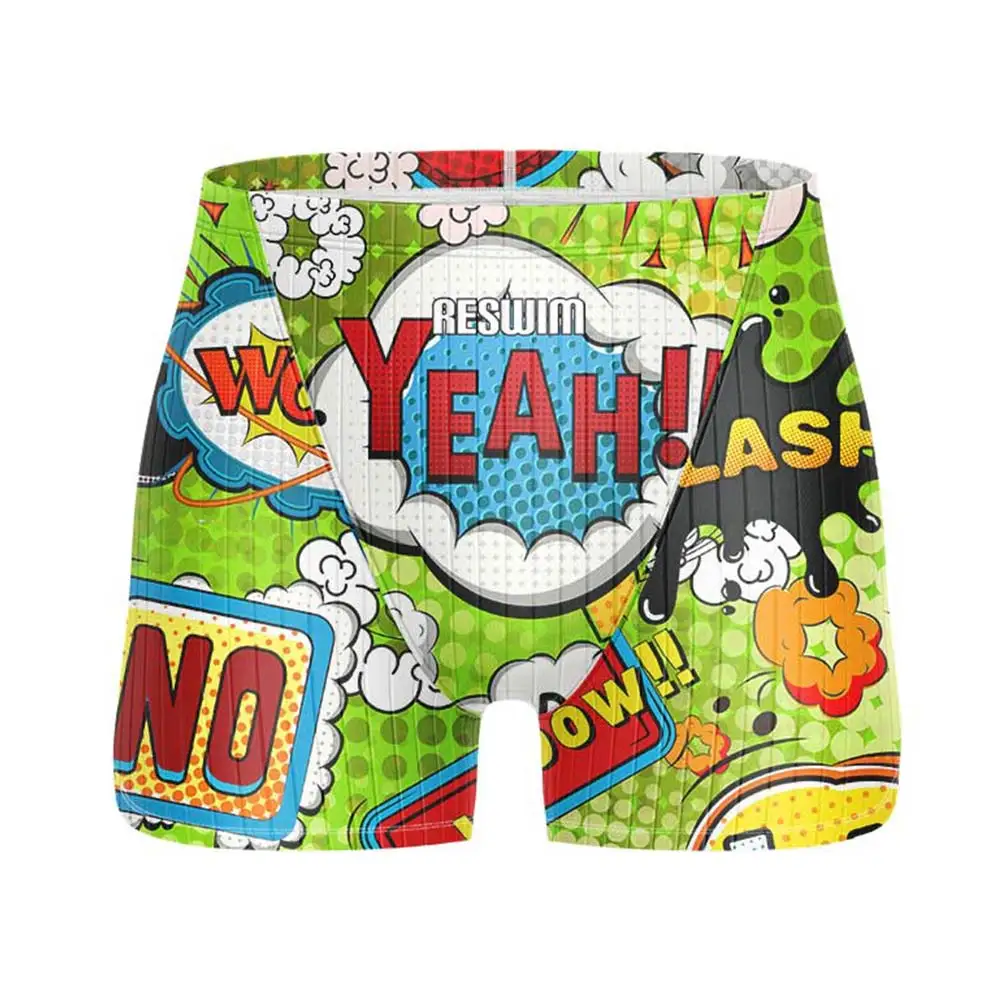 Men's Jammer Swimwear Swimming Trunks Beach Tights Shorts Summer Quick Dry Printing Swimsuit Diving Surf GYM Training Pants