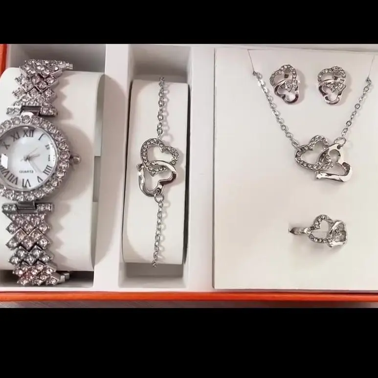 6 Pcs Set Watch For Women Watches 2023 Best Selling Products Luxury Watch Bracelet Set Diamond Steel Band Quartz Wristwatch