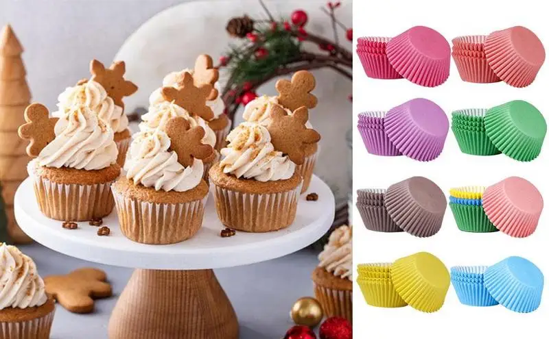 

Mini Muffin Pan Paper Liners Rolled Muffin Paper Cup Coated High Temperature Resistant Cake Snack Cupcake Wedding Party Baking