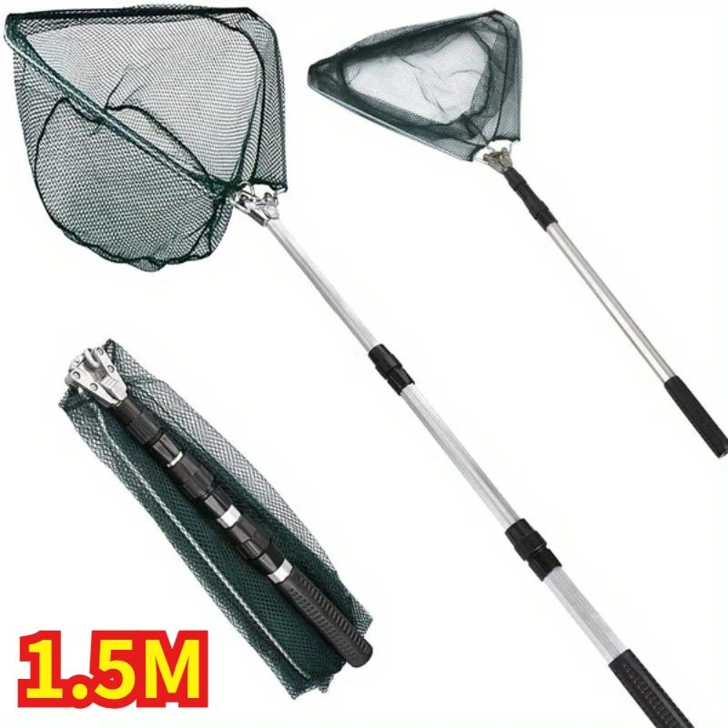 1.5M Foldable Fishing Net with Aluminum Alloy Telescopic Handle Fishing ...