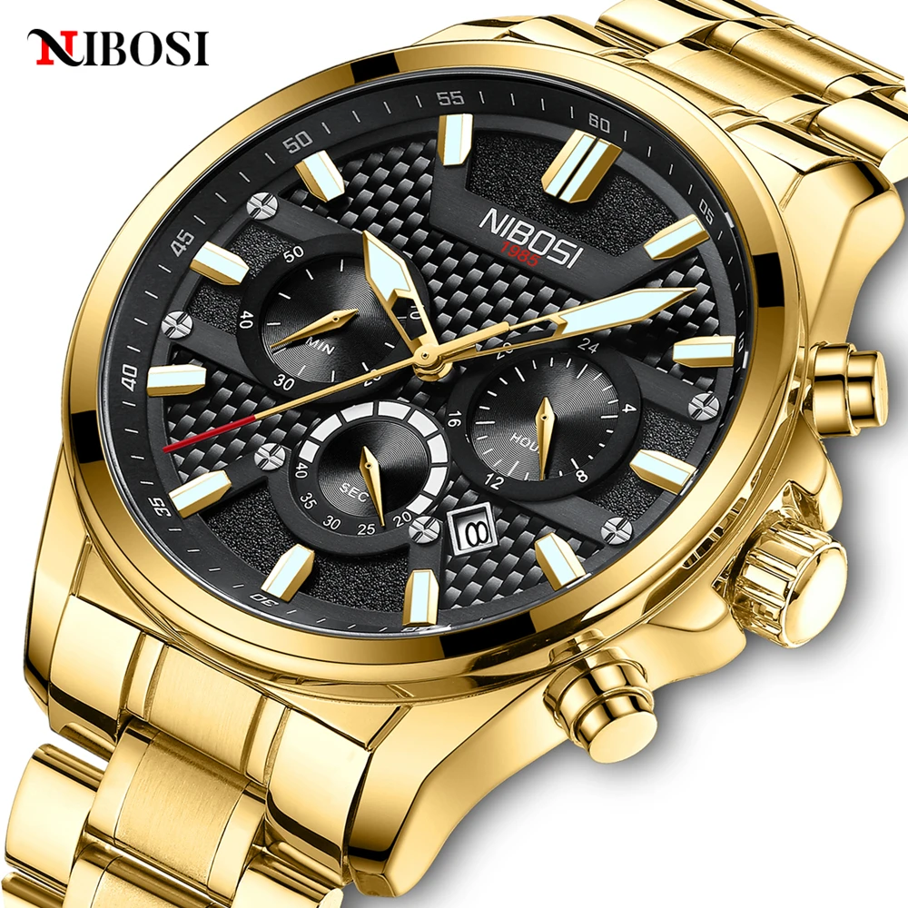 cheap diving watches NIBOSI Sport Mens Watches Top Brand Luxury Quartz Wristwatches Men Waterproof Chronograph Military Men Watches Relogio Masculino Sports Watches for men