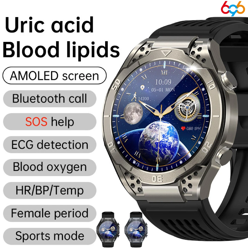 

Blue tooth Call Smart Watch Men 1.43" AMOLED Display ECG SpO2 Blood Glucose Pressure Lipids Body Temperature Monitor Smartwatch