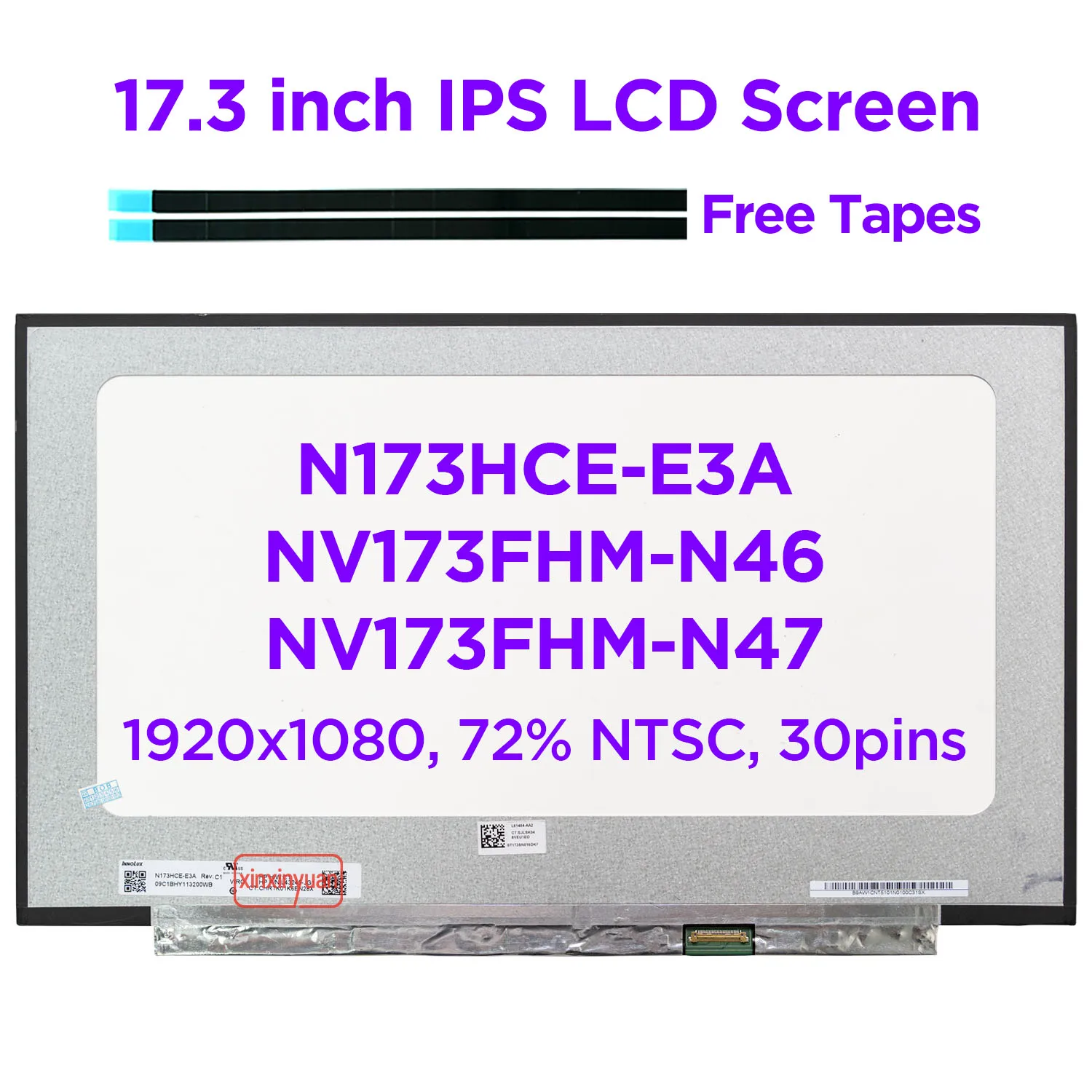 

ЖК-экран для ноутбука с IPS-матрицей 17,3 дюйма, соответствует стандартам NV173FHM N46 N47 N4C N4K B173HAN04.2 N173HCE-E3A 72% NTSC FHD1920x1080, 30-контактный eDP