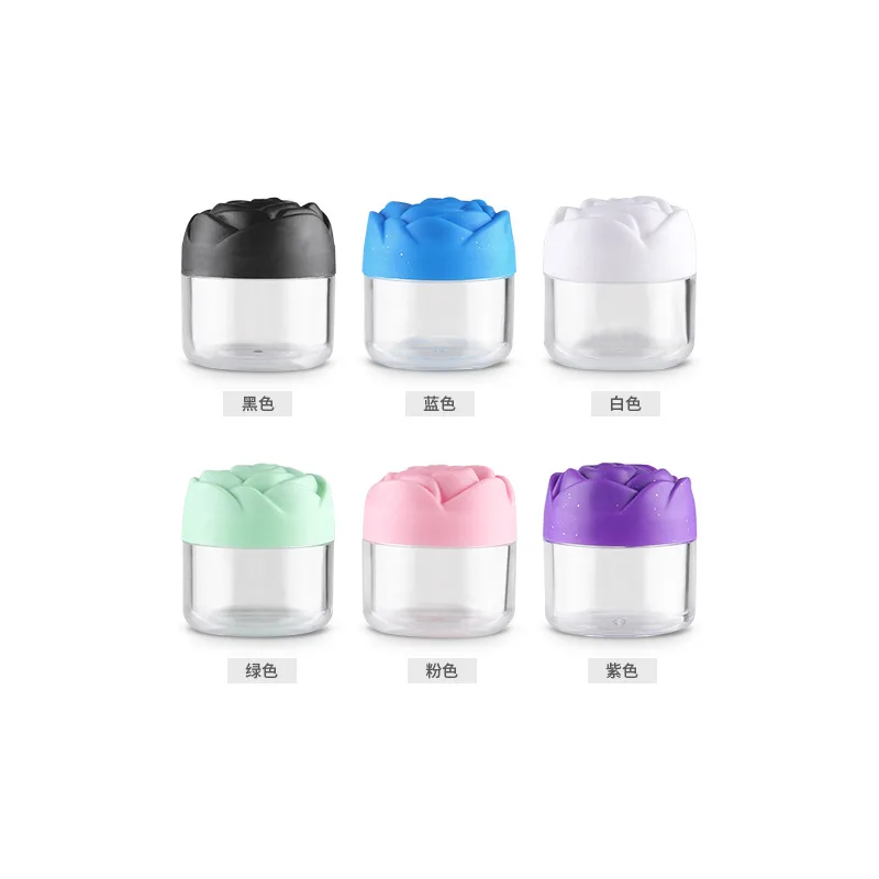 

12PCS Empty Rose Gram Pot Jars Round Plastic Cosmetic Container Jar with Lids Travel Storage Sample Pink White Purple Green Blue