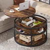 Round Coffee Tables for Living Room,Lift Top Coffee Table with Storage, Farmhouse Wood Coffee Table,Circle Coffee Tables 1