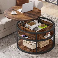 Round Coffee Tables for Living Room,Lift Top Coffee Table with Storage, Farmhouse Wood Coffee Table,Circle Coffee Tables 1