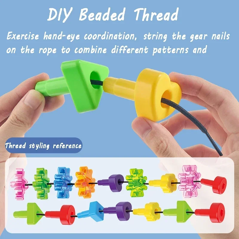 Children's Gear Nail Stacking Music DIY Rope Threading Gear Rotation Music Splicing Block Puzzle Early Education Children's Toys