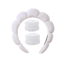 Luxurious 3 - in - 1 Plush Hair & Makeup Accessory Set (White)