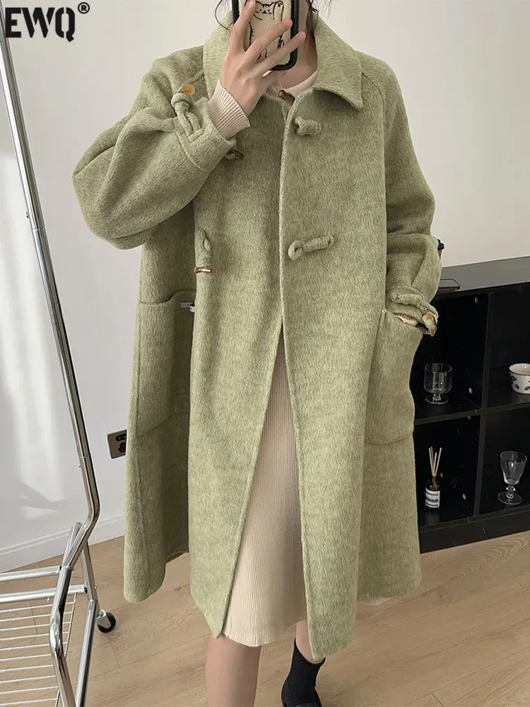 

[EWQ] High Quality Lapel Single Breasted Wool Double-sided Cashmere Coat Women's Warm Woolen Jackets 2023 Autumn Winter 16U6895