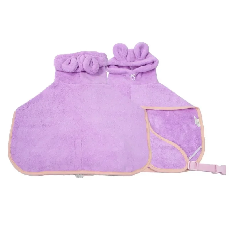 Bathrobe for Dogs Super Absorbent Fast Drying Hooded Cute Pet Bathrobe Towel for Cats Dogs Adjustable Microfiber Coat Corgi Pugs pet bath towel