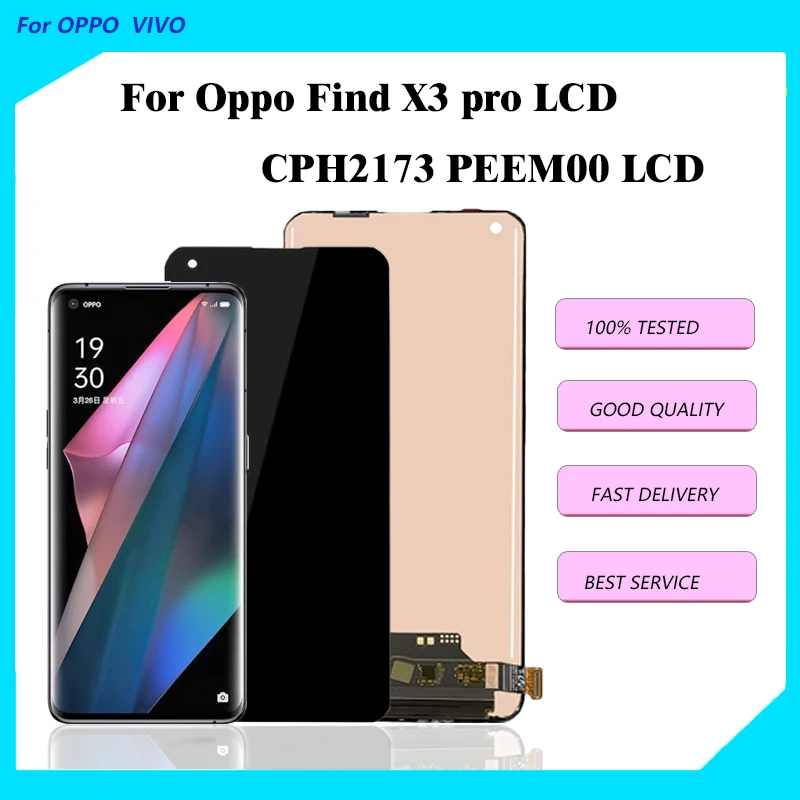 Оригинальный ЖК-экран для OPPO Find X3 Pro, ЖК-дисплей для Find X3 Pro CPH2173 PEEM00, ЖК-дисплей с сенсорным экраном в сборе