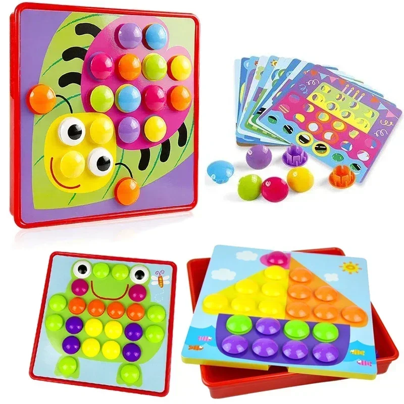 Cute Mushroom Nail DIY Cartoon Handmade Toys Children's Montessori Educational Toys Intelligent 3D Puzzle Game Jigsaw Board Gift 6