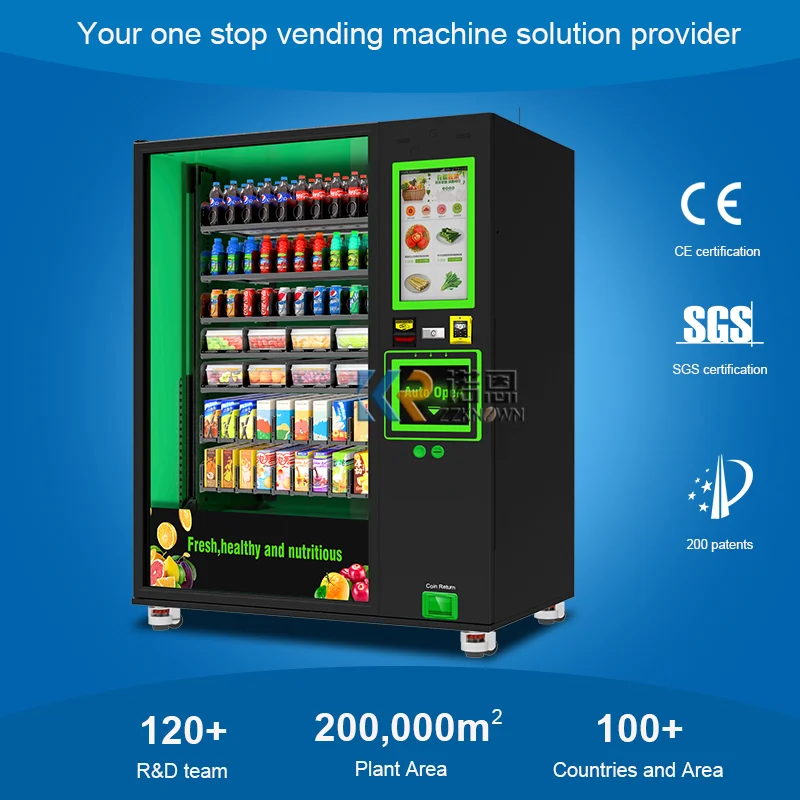 Professional Touch Screen Vending Machine Healthy Fresh Vegetables Salad Fruit Vending Machine With Refrigeration