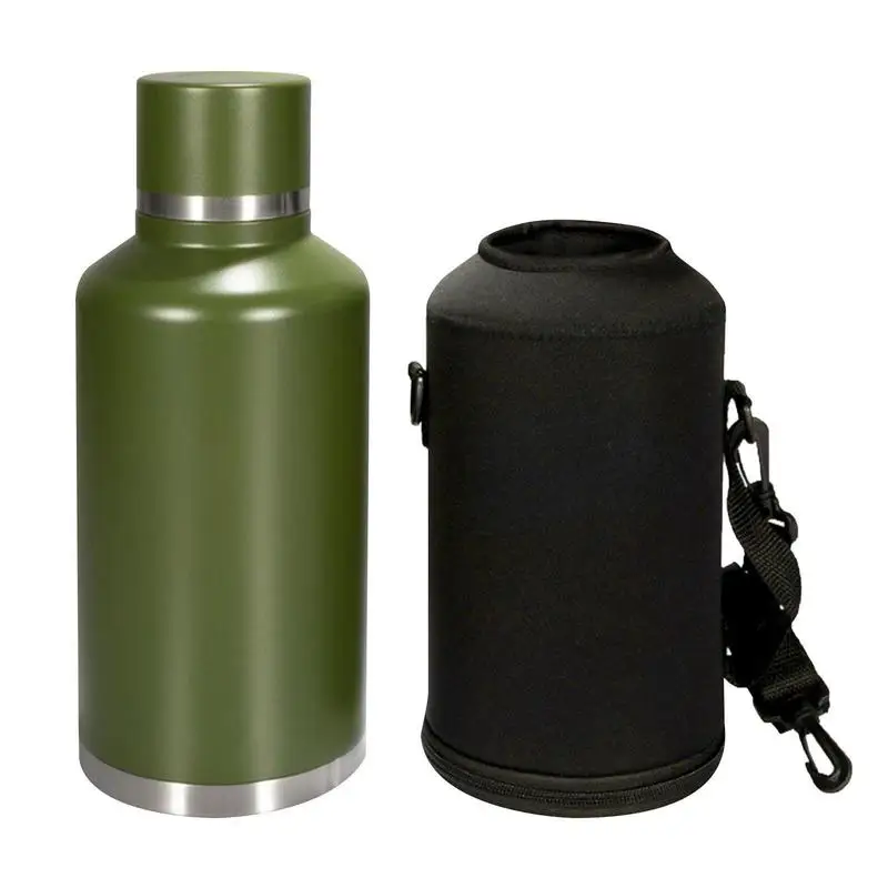 

2L Stainless Steel Thermos Bag Large Capacity Sport Water Bottle Outdoor Leak Proof Water Bottles Cup With Rope BPA Free